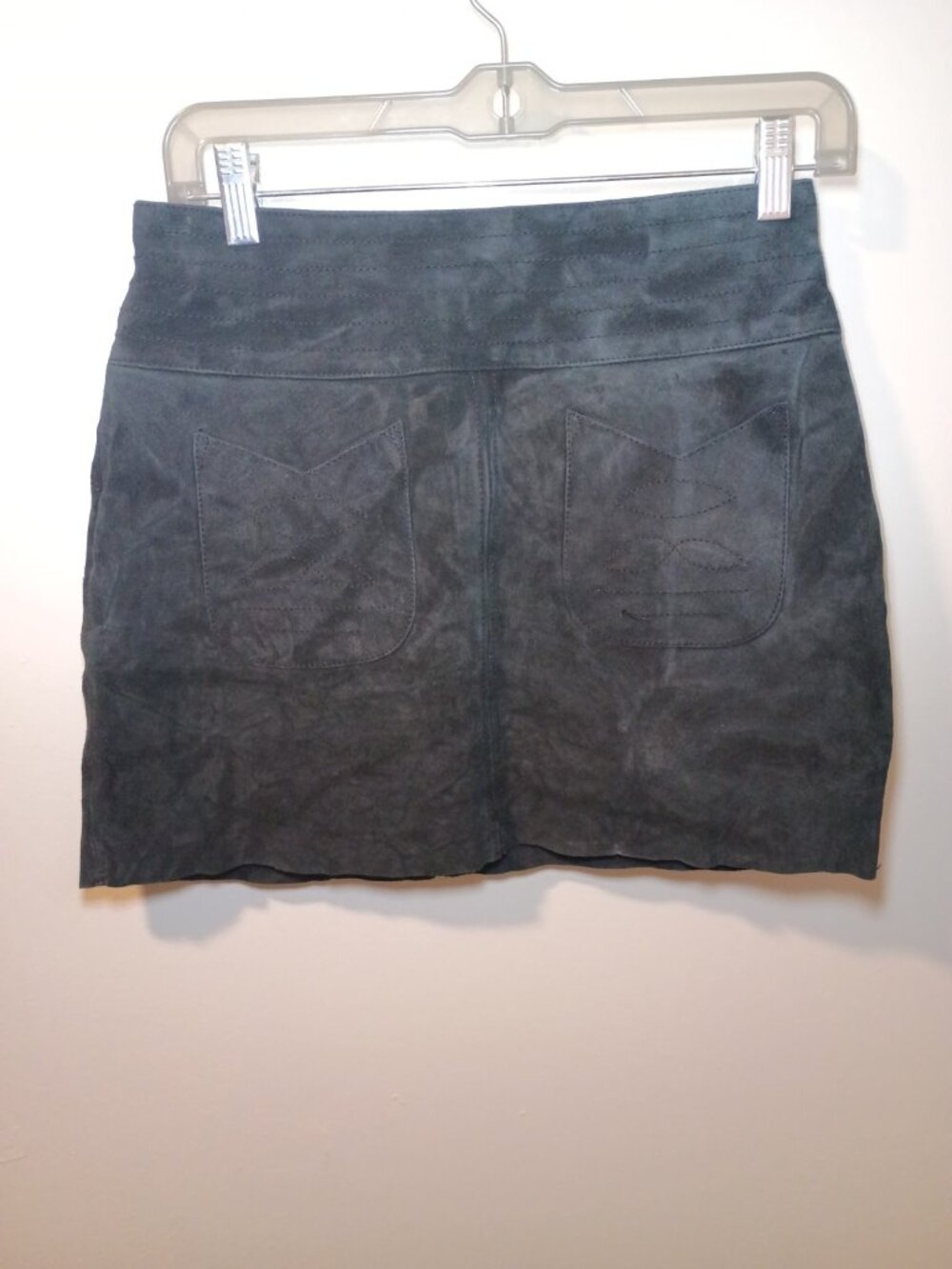 Women's Size 2 Free People Black Suede Cow Leather Short Skirt